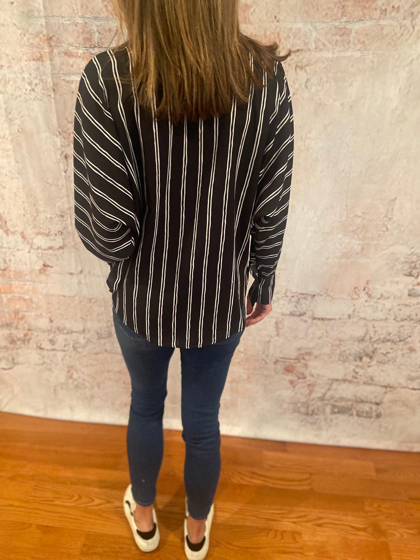 Duo Stripe Button Dolman Shirt