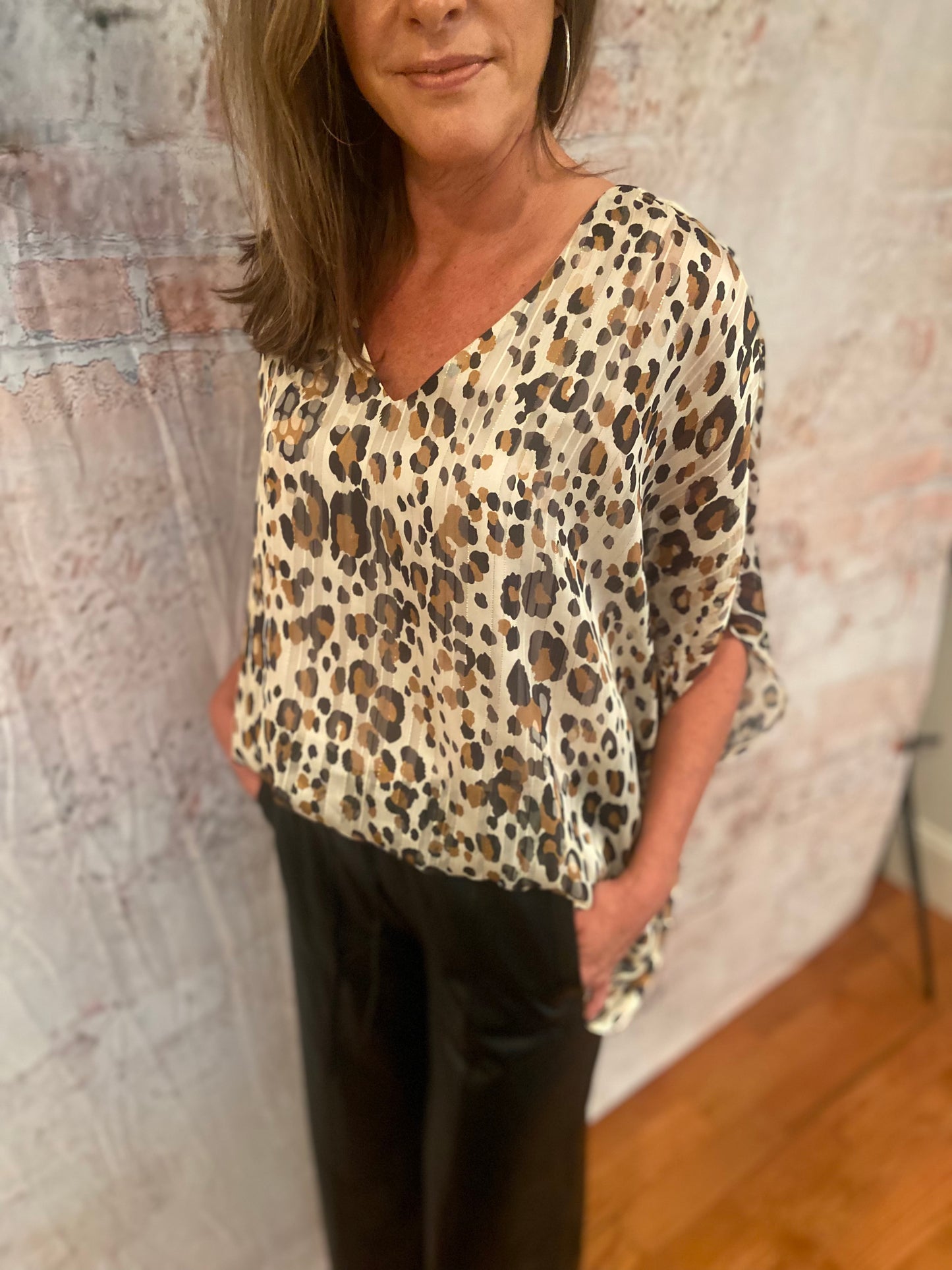 Cheetah Satin Top with Back Band
