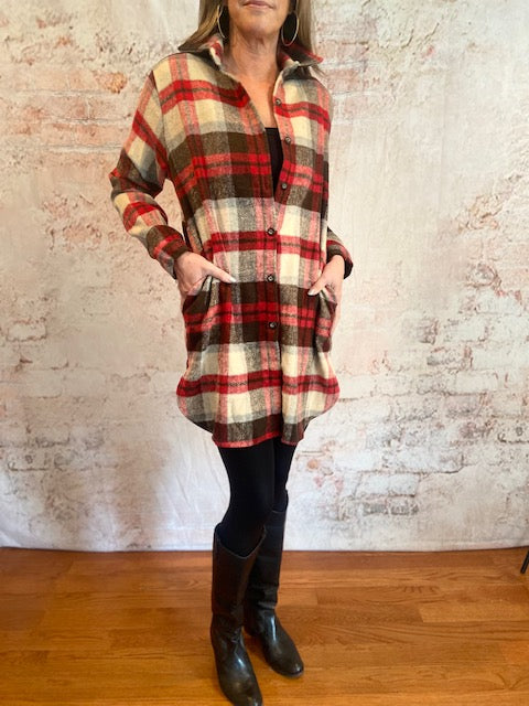 CHECK FLANNEL SHIRT DRESS
