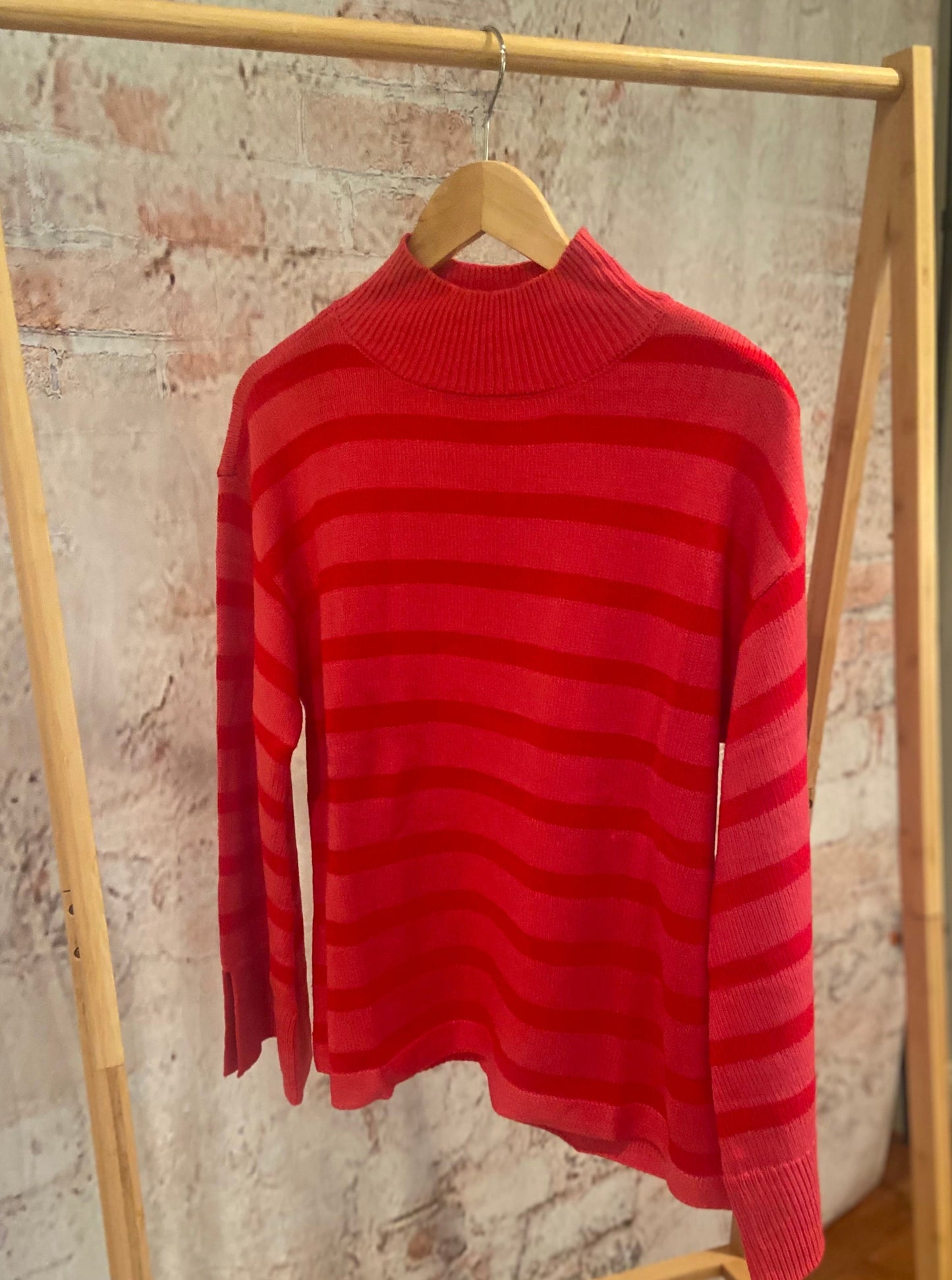 Striped Turtleneck Wide Sleeve Sweater