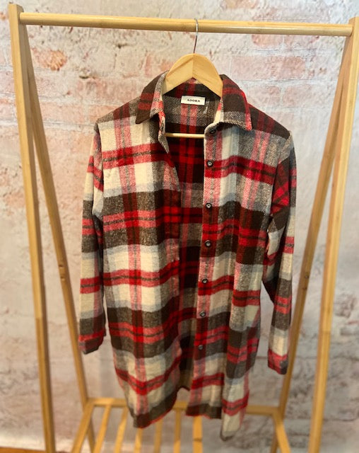 CHECK FLANNEL SHIRT DRESS