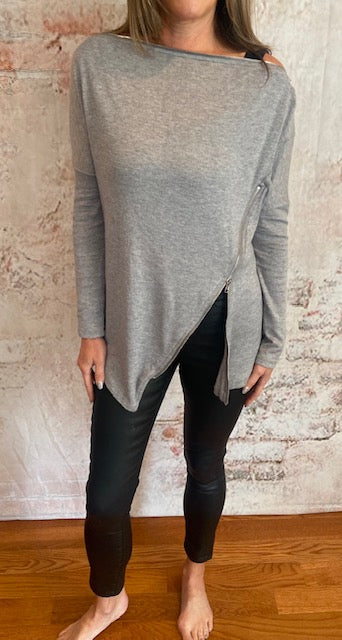 SIDE ZIP LONG SLEEVE TOP