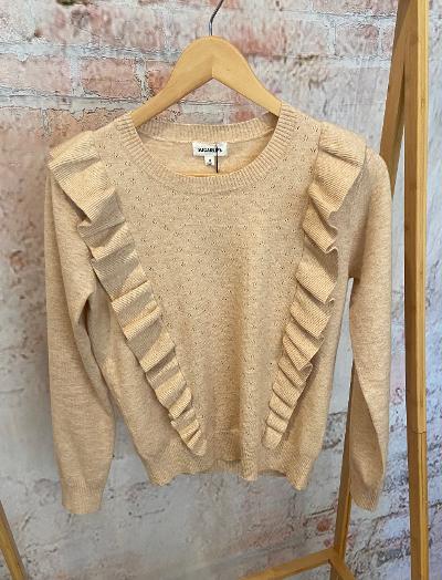 Ruffle Pointelle Sweater