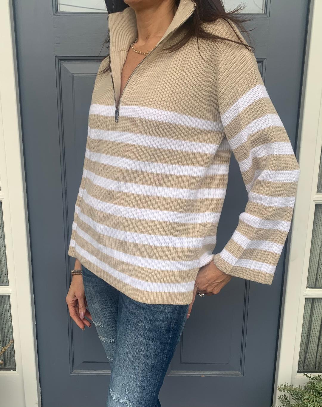 Seaside Striped Half Zip sweater